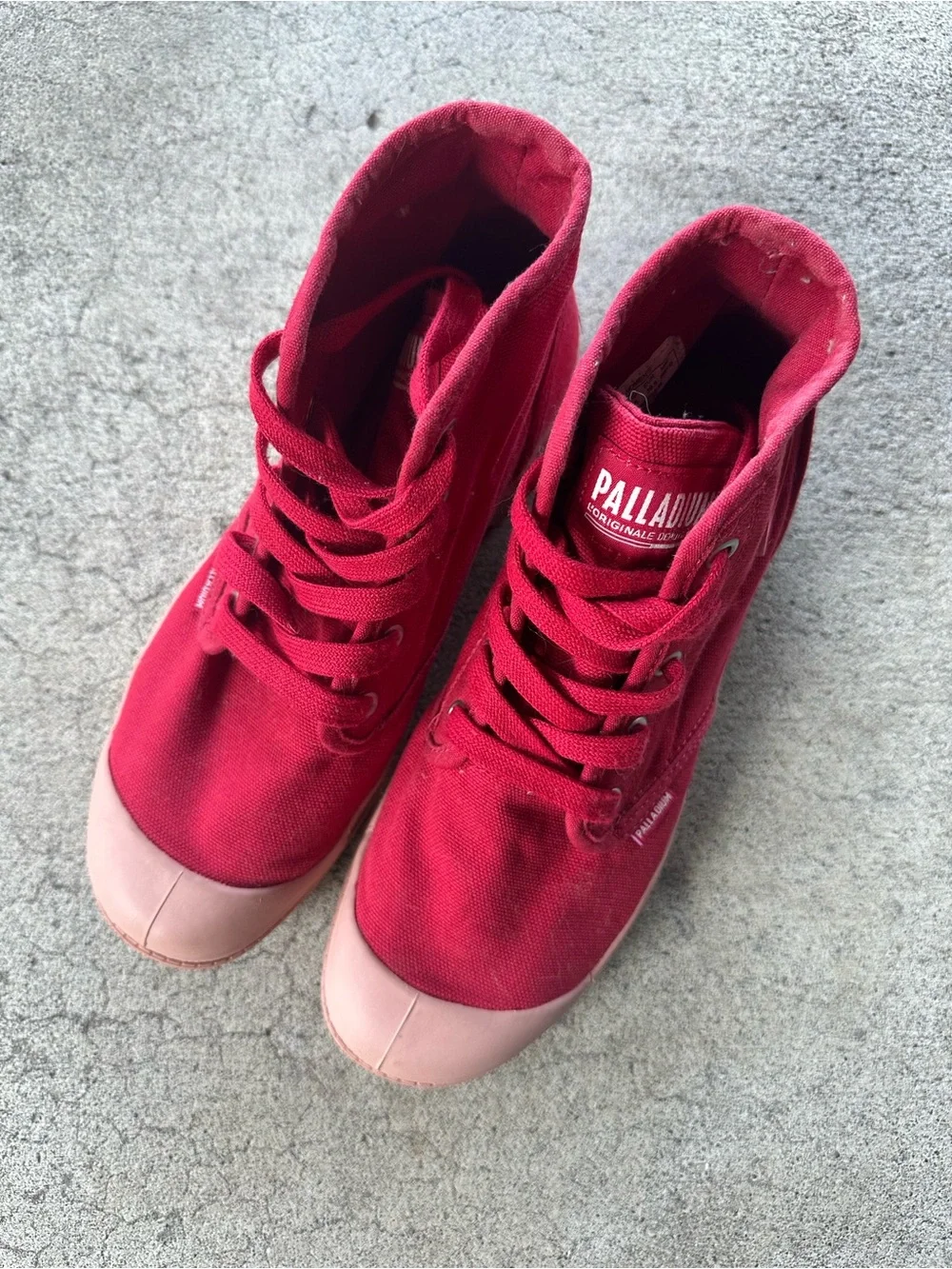 Palladium Red Pampa Vegan Canvas Lace Up Boot